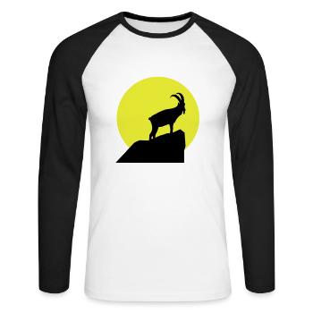 Sternzeichen Steinbock - Unisex Baseballshirt langarm - Weiß/Schwarz - Vorne - Nik (191cm)