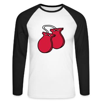 Kastagnetten Instrument - Unisex Baseballshirt langarm - Weiß/Schwarz - Vorne - Nik (191cm)
