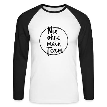 team nie ohne mein - Unisex Baseballshirt langarm - Weiß/Schwarz - Vorne - Nik (191cm)