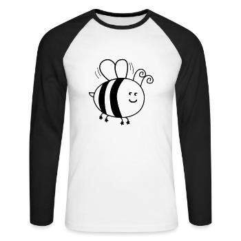 biene_001 - T-shirt baseball manches longues Homme - blanc/noir - Devant - Nik (191cm)