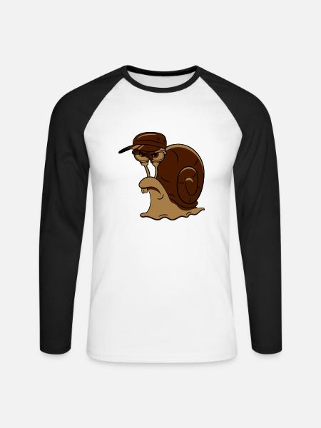 Snail funny evil - Unisex Long Sleeve Baseball T-Shirt - white/black