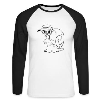 Snail funny evil - Unisex Long Sleeve Baseball T-Shirt - white/black - Front - Nik (191cm)