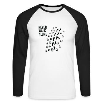 Never walk alone chien propriétaire de chien cadeau - T-shirt baseball manches longues Homme - blanc/noir - Devant - Nik (191cm)