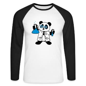 Panda scientist - Unisex Long Sleeve Baseball T-Shirt - white/black - Front - Nik (191cm)