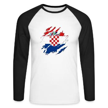 Kroatien Flagge Adria Zagreb Kroatische Fahne - Unisex Baseballshirt langarm - Weiß/Schwarz - Vorne - Nik (191cm)