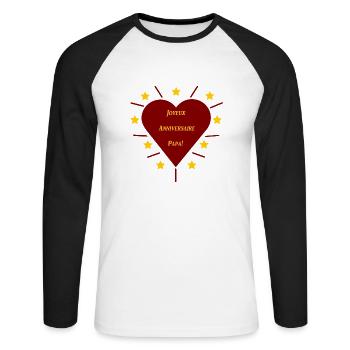 Joyeux Anniversaire Papa - T-shirt baseball manches longues Homme - blanc/noir - Devant - Nik (191cm)