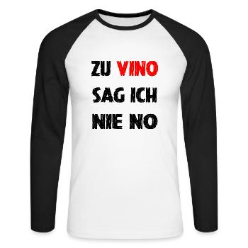 Vino Wein Wein Beer - Unisex Baseballshirt langarm - Weiß/Schwarz - Vorne - Nik (191cm)