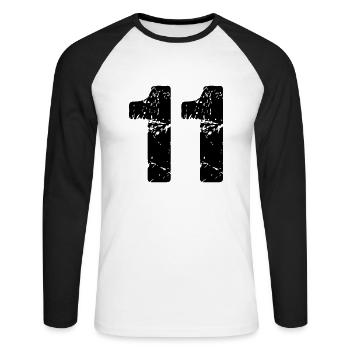 11 - T-shirt baseball manches longues Homme - blanc/noir - Devant - Nik (191cm)