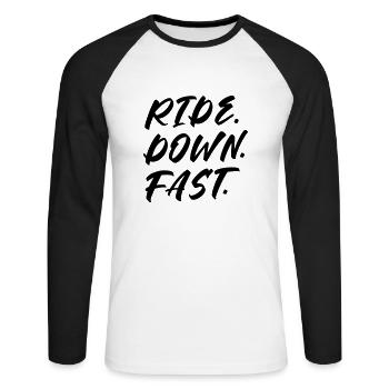 Ride Down Fast - Unisex Baseballshirt langarm - Weiß/Schwarz - Vorne - Nik (191cm)