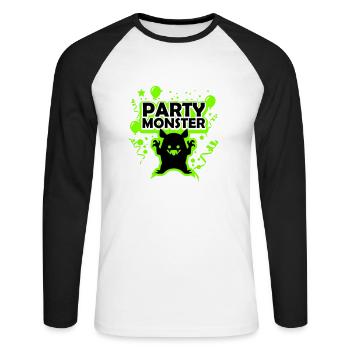 Monstre de fête vert - T-shirt baseball manches longues Homme - blanc/noir - Devant - Nik (191cm)