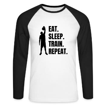Fitness Strength Training Bodybuilder Athletes Muscle - Unisex Long Sleeve Baseball T-Shirt - white/black - Front - Nik (191cm)