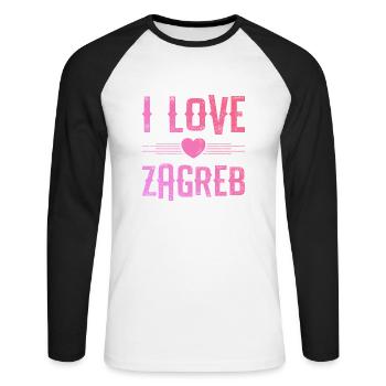 I Love Zagreb - Unisex Long Sleeve Baseball T-Shirt - white/black - Front - Nik (191cm)