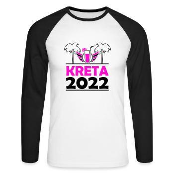Kreta 2022 - Unisex Baseballshirt langarm - Weiß/Schwarz - Vorne - Nik (191cm)