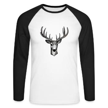 Deer head in autumn Deer antlers Buck Fawn - Unisex Long Sleeve Baseball T-Shirt - white/black - Front - Nik (191cm)
