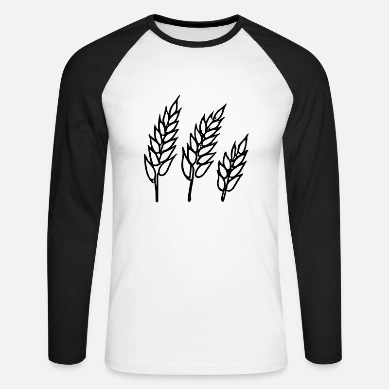 Weizen Illustration Brotbäcker Geschenkidee - Unisex Baseballshirt langarm - Weiß/Schwarz