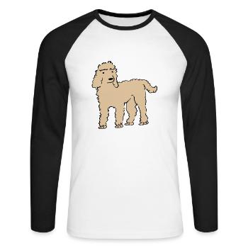 Pudel - Unisex Baseballshirt langarm - Weiß/Schwarz - Vorne - Nik (191cm)