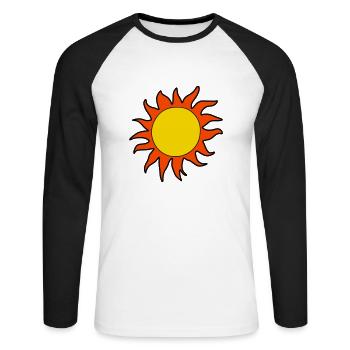Sonne Sommer Aquarell Natur Strand Himmel Vektor - Unisex Baseballshirt langarm - Weiß/Schwarz - Vorne - Nik (191cm)