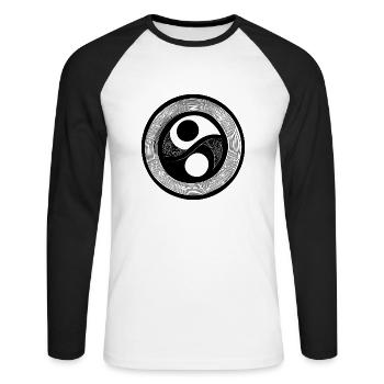 Yin Yang Sign Symbol Peace Happy 13 - Unisex Long Sleeve Baseball T-Shirt - white/black - Front - Nik (191cm)