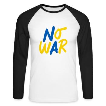 no war - Unisex Baseballshirt langarm - Weiß/Schwarz - Vorne - Nik (191cm)