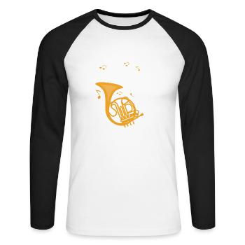 Dans Jesus Name, je joue au corniste - T-shirt baseball manches longues Homme - blanc/noir - Devant - Nik (191cm)