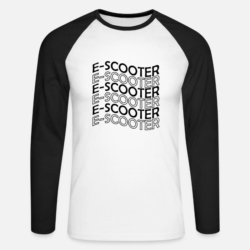 E-Scooter E-Roller Scooter - Unisex Baseballshirt langarm - Weiß/Schwarz