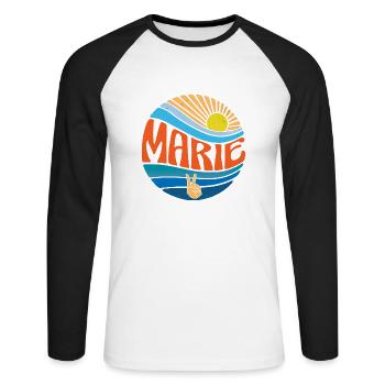 Marie Chemise Vintage Sunset Marie Groovy Tie Dye - T-shirt baseball manches longues Homme - blanc/noir - Devant - Nik (191cm)