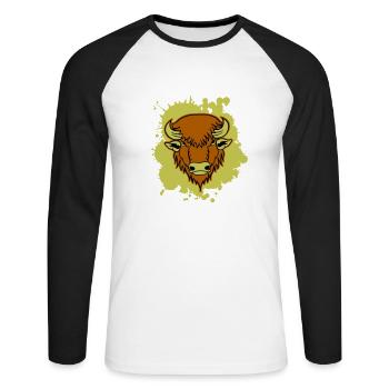 Buffalo 01 - Unisex Long Sleeve Baseball T-Shirt - white/black - Front - Nik (191cm)