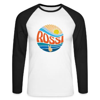 Rossii Shirt Vintage Sunset Rossii Groovy Tie Dye - T-shirt baseball manches longues Homme - blanc/noir - Devant - Nik (191cm)