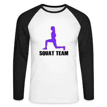 Woman Squat Team - Unisex Long Sleeve Baseball T-Shirt - white/black - Front - Nik (191cm)
