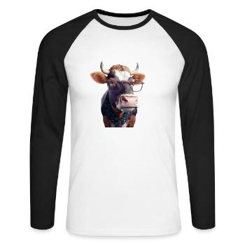 Madame la vache - Unisex Baseballshirt langarm - Weiß/Schwarz - Vorne - Nik (191cm)