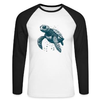 Les tortues de mer sont tout simplement de grandes créatures marines - T-shirt baseball manches longues Homme - blanc/noir - Devant - Nik (191cm)