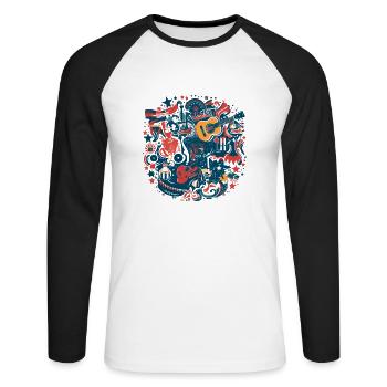 Amerikanische Folklore - Unisex Baseballshirt langarm - Weiß/Schwarz - Vorne - Nik (191cm)