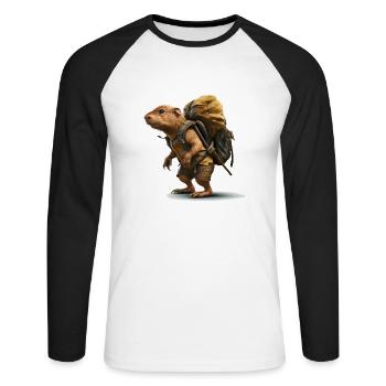 Le rat-taupe est à la recherche de la prochaine aventure - T-shirt baseball manches longues Homme - blanc/noir - Devant - Nik (191cm)