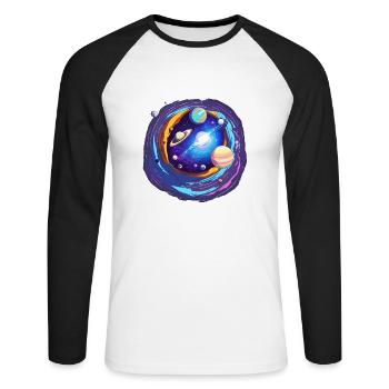Magisches Universum - Unisex Baseballshirt langarm - Weiß/Schwarz - Vorne - Nik (191cm)