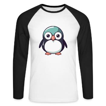 Pingouin - T-shirt baseball manches longues Homme - blanc/noir - Devant - Nik (191cm)