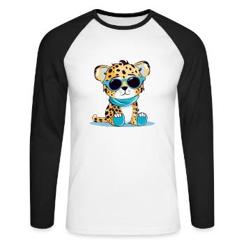 Malo the Leopard - Unisex Long Sleeve Baseball T-Shirt - white/black - Front - Nik (191cm)