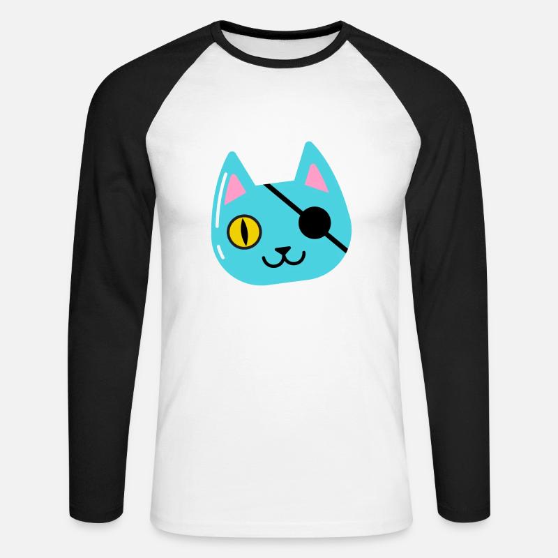 Katze - Unisex Baseballshirt langarm - Weiß/Schwarz