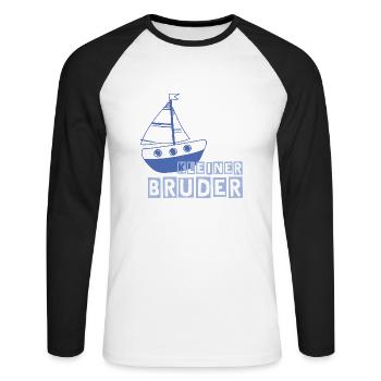 Kleiner Bruder - Unisex Baseballshirt langarm - Weiß/Schwarz - Vorne - Nik (191cm)