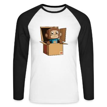 Super Cute monkey - Unisex Long Sleeve Baseball T-Shirt - white/black - Front - Nik (191cm)