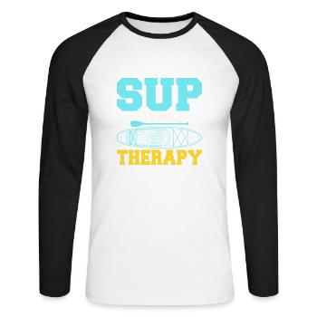 SUP est ma planche de pagayage debout thérapeutique - T-shirt baseball manches longues Homme - blanc/noir - Devant - Nik (191cm)