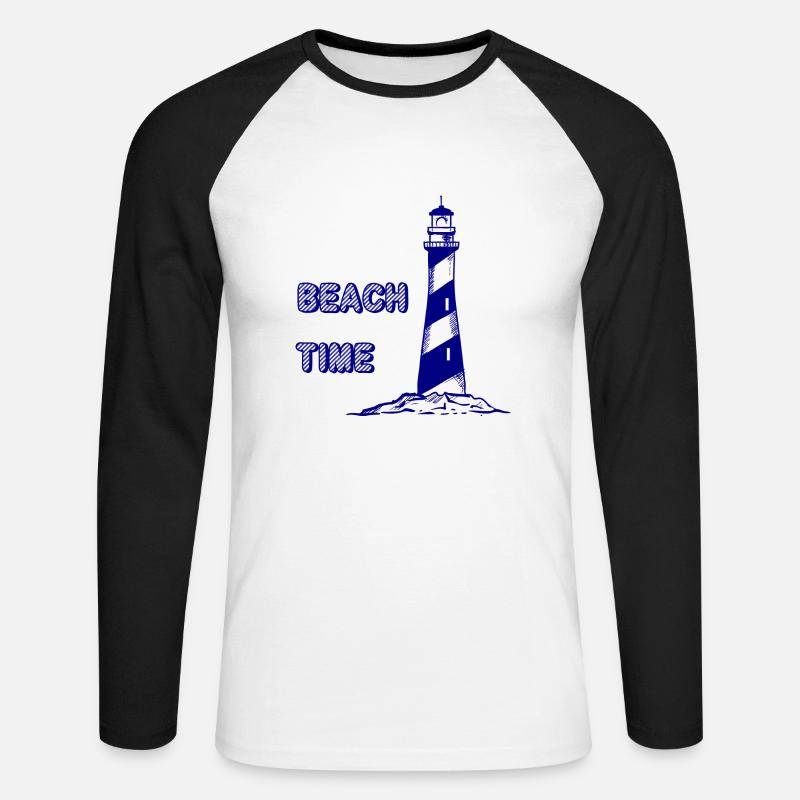 beach time - Unisex Long Sleeve Baseball T-Shirt - white/black