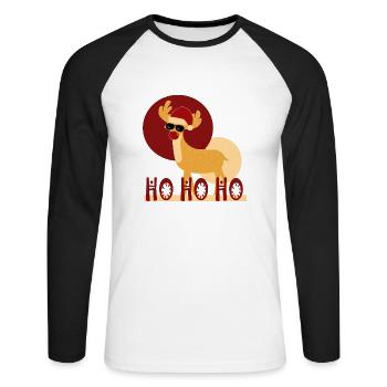 Weihnachtsrentiere - Unisex Baseballshirt langarm - Weiß/Schwarz - Vorne - Nik (191cm)