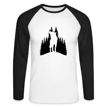 Loup sauvage croquis animaux sauvages randonnée nature âme - T-shirt baseball manches longues Homme - blanc/noir - Devant - Nik (191cm)