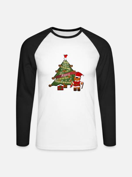 Elsässer Weihnachtsbaum - Unisex Baseballshirt langarm - Weiß/Schwarz