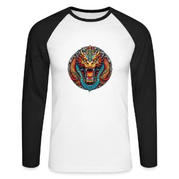 dragon asiatique - japon - chinois - T-shirt baseball manches longues Homme - blanc/noir - Devant - Nik (191cm)