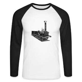 Locomotive Adler steam locomotive Germany steam car - Unisex Long Sleeve Baseball T-Shirt - white/black - Front - Nik (191cm)