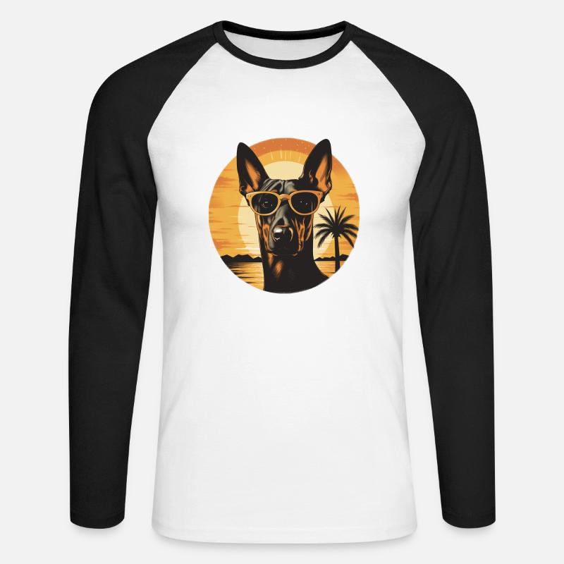 Doberman - Maglia da baseball a manica lunga da uomo - bianco/nero