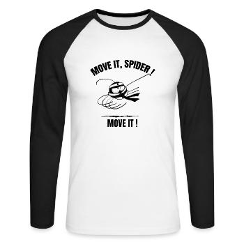 Beth l'araignée - Le karaté (avec texte) - T-shirt baseball manches longues Homme - blanc/noir - Devant - Nik (191cm)