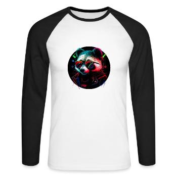 Cyberraton laveur - T-shirt baseball manches longues Homme - blanc/noir - Devant - Nik (191cm)