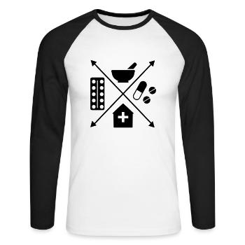 Apotheke - Unisex Baseballshirt langarm - Weiß/Schwarz - Vorne - Nik (191cm)
